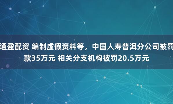 通盈配资 编制虚假资料等，中国人寿普洱分公司被罚款35万元 相关分支机构被罚20.5万元